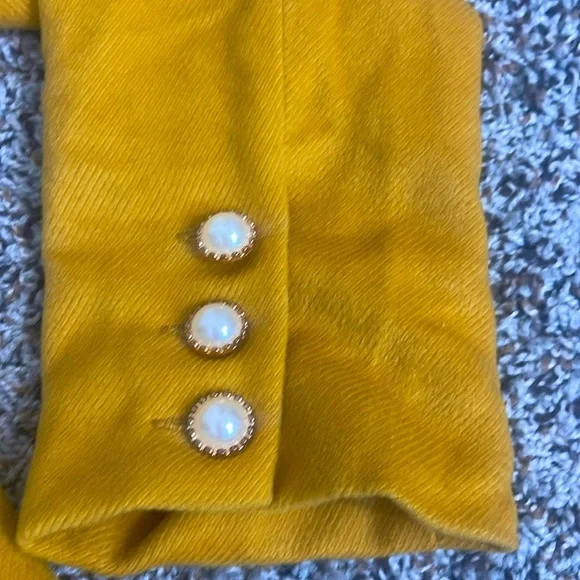 2 Piece Set - Skirt Set Gold Yellow and Green Trimmed Skirt Set Pearl Buttons - Picture 6 of 16
